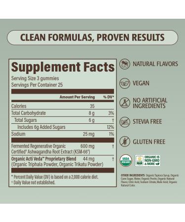 Regenerative Fermented KSM-66 Ashwagandha Vegan Gummies with Acti Veda Mixed Berry (600mg 25 Servings) Up to 150% More Effective Than KSM-66 Alone Ashwagandha Gummies - Buy Online on GoSupps.com