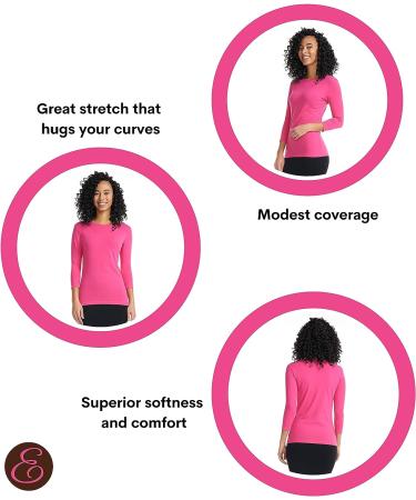 ESTEEZ Women's 3/4 Sleeve Cotton T-Shirt - Magenta, Small | Base Layering Top for Scrubs - Buy Online on GoSupps.com