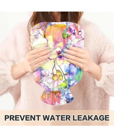 NAANLE Hot Water Bottle with Cover - Watercolor Spring Flower | 2L Transparent Heater for Back Pain Relief & Neck Therapy - Buy Online on GoSupps.com