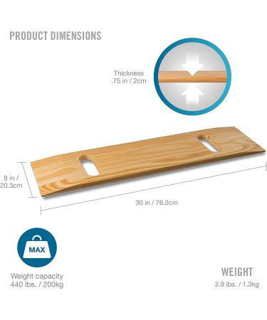 DMI Transfer Board and Slide Board | FSA Eligible | Heavy-Duty Wood | Patient, Senior, Handicap Move Assist | 440lb Capacity | 30x8x1 - Buy Online on GoSupps.com