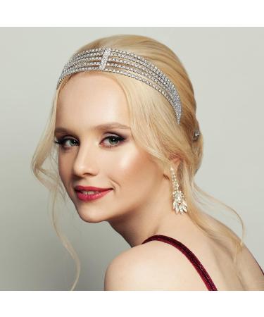 ANCIRS 2 Pack Rhinestone Bridal Headband Set - Gold & Silver | Adjustable Elastic Headpieces for Women and Girls - Buy Online on GoSupps.com