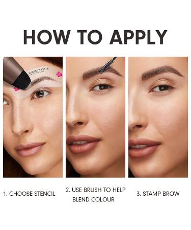 Eyebrow Stamp Stencil Kit - Waterproof Eye Brow Makeup with 24 Stencils - Light Brown - Buy Online on GoSupps.com