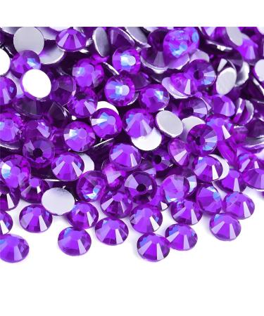 Flatback Rhinestones Round Gems for Nails Art and Crafts 2000Pcs SS16 4mm Glitter Crystals Stone DIY Bags Clothes Shoes (Purple) SS16 4mm Purple
