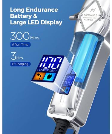 Limural Hair Clippers for Men - Professional Cordless Barber Clippers for Hair Cutting & Grooming | Rechargeable Beard Trimmer with LED Display & Silver Metal Casing - Buy Online on GoSupps.com