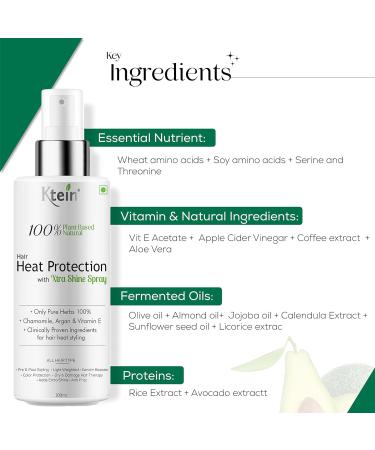 100% Plant Based Hair Heat Protection Spray with EXTRA SHINE Chamomile Argan and Vitamin E 100ml Black - Buy Online on GoSupps.com