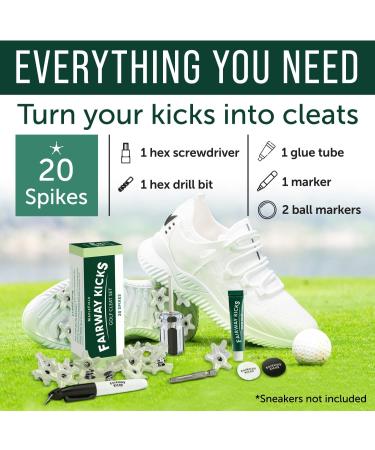 Fairway Kicks DIY Golf Spikes Kit - 20 Anti-Skid Replacement Studs for Sneakers - Perfect Gift for Golfers and Athletes - Buy Online on GoSupps.com