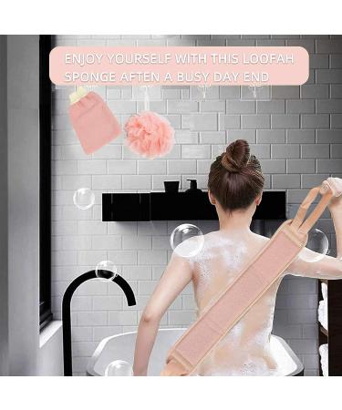 3-Piece Exfoliating Back Scrubber Set for Women - Bath Loofah Sponge, Exfoliating Glove, and Brush for Deep Clean Shower - Buy Online on GoSupps.com