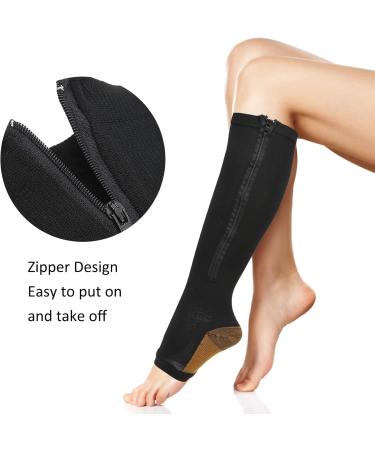 Zipper Compression Socks for Women - Nylon Leg Shaping & Ankle Support (L/XL Black) - Boost Circulation & Slim Legs - Buy Online on GoSupps.com