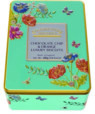 Farmhouse Luxury Chocolate Chip & Orange Biscuits in a Floral Meadow Gift Tin - 400 Grams Perfect for Mothers day Fathers Day Anniversary Thank you Easter Christmas All Occassions - Buy Online on GoSupps.com
