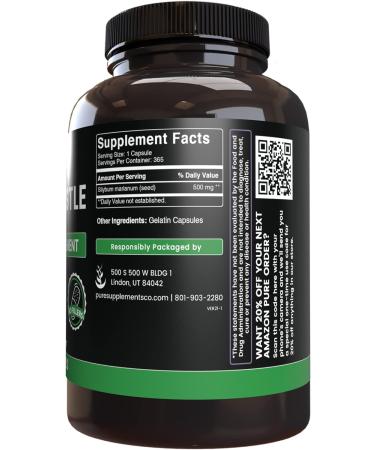 365 Capsules Milk Thistle - Pure Original Ingredients, Lab Verified, No Fillers - 365 Count - Buy Online on GoSupps.com