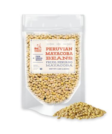 Yerbero - Frijol Peruano Mayocoba (Canary) Beans 3 LB Bag (1,360gr) - Mayo Coba Peruvian Beans, All Natural, Triple Washed, Premium Quality From Sinaloa Mexico. 3 Pound (Pack of 1)