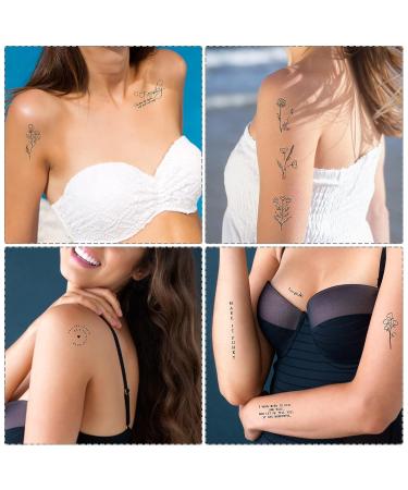 Lusofie 60 Sheets Temporary Tattoos: Realistic Semi Permanent Fake Tattoos with Inspirational Quotes and Wild Flower Ink Designs for Women and Men - Buy Online on GoSupps.com