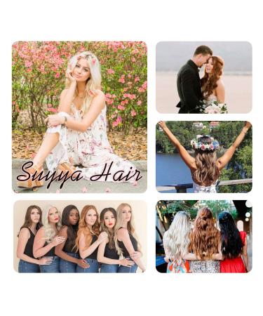 SUYAA 14 Inch Real Human Hair Clip in Extensions 7pcs 110g - Natural Black Double Weft Straight Clip in Hair Extensions - 1B Off Black - Buy Online on GoSupps.com