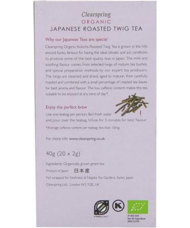 Clearspring | Kukicha Roasted Twig Tea | 3 X 20 Bags - Buy Online on GoSupps.com