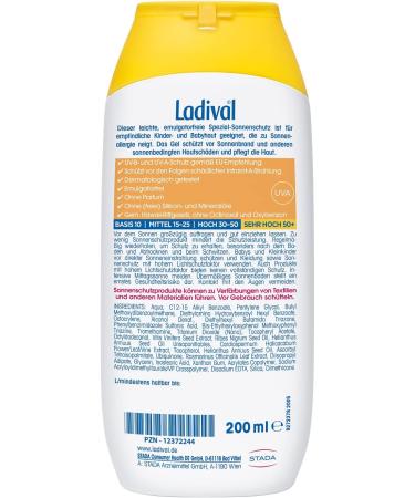 Ladival Children Sun Protection Gel LSF 50+ | Allergy-Safe Fragrance-Free Waterproof | 200ml - Buy Online on GoSupps.com