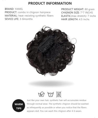 YAMEL Dark Brown Chignon Hairpiece | Curly Bun Extensions for Women | Updo Hair Pieces | Synthetic Messy Bun Hair Piece - Buy Online on GoSupps.com
