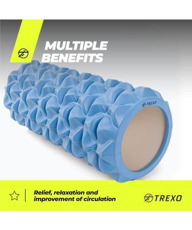 Trexo Foam Roller 33x14 cm Premium Massage Roller for Muscle Relaxation & Rehabilitation Supports Up to 200 kg Ideal for Foam Scooters Blue - Buy Online on GoSupps.com