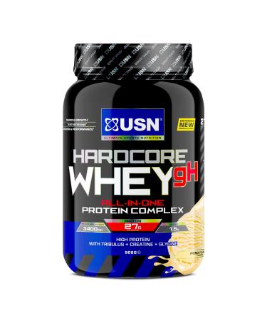 Usn hardcore whey protein powder vanilla 908g-all-in-one protein with creatine monohydrate glycin and tribulus for performance workouts & lean muscle growth