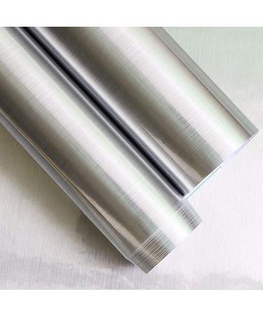 Silver Self Adhesive Contact Paper 17.7 Inch X 197 Inch Metallic Silver Contact Paper Metal Look Wallpaper Peel and Stick Waterproof Contact Paper DIY Kitchen Cabinet Decor 17.7”X 196.85” Silver