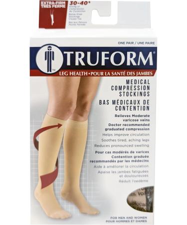 Truform Short Length 30-40 mmHg Compression Stockings for Men & Women - Beige Closed Toe Small (1 Pair) - International Shipping Available - Buy Online on GoSupps.com