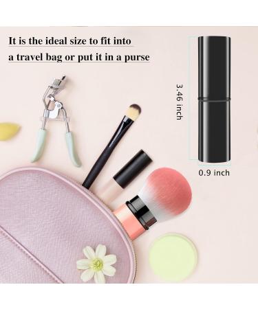 Falliny Kabuki Makeup Brush Set - Insultable Portable Powder Brushes with Covers for Blush Bronzer & Cosmetics - 2 Pieces Black & Pink - Buy Online on GoSupps.com