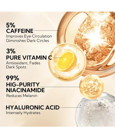 Vitamin C Under Eye Patches - 30 Pairs Anti-Aging Cooling Masks for Dark Circles Puffy Eyes Fine Lines & Wrinkles Hydrating with Caffeine & Niacinamide - Buy Online on GoSupps.com