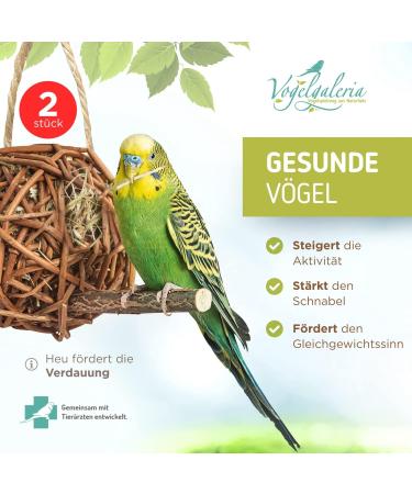 Vogelgaleria 2 Set Business Hay Pasture Ball 10cm - Best Budgie Toy for Climbing & Nibbling | Handmade Bird Accessories - Buy Online on GoSupps.com