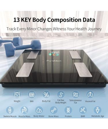 Smart Body Fat Scale with Large Display - Bluetooth Bathroom Weighing Scale for Weight & BMI Analysis - 400lb Capacity - Buy Online on GoSupps.com