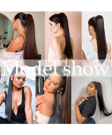 Clip In Ponytail Hair Extension - Ombre Brown Straight Wrap Around Synthetic Hairpiece for Women | 22 inch - GBMW046 - Buy Online on GoSupps.com