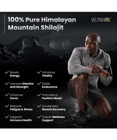 VeltraVita Pure Himalayan Shilajit Gummies with Ginkgo Biloba Chaga & KSM-66 Ashwagandha | Shilajit for Men & Women |10000 mg Max Potency | 76%+ Fulvic Acid & 92+ Trace Minerals | Sugar Free - Buy Online on GoSupps.com