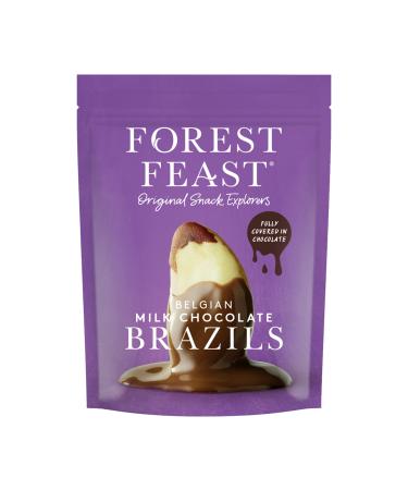 Forest Feast FOREST FEAST Belgian Milk Chocolate with Brazil Nuts 8 x 120g | Natural gluten-free snack coated in milk chocolate high protein whole Brazil nuts