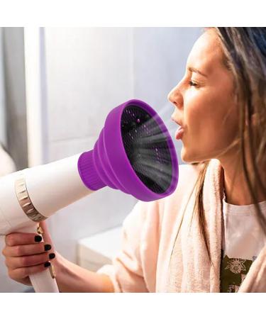 Pzuryhg Blow Dryer Vent Hood | Silicone Foldable Blow Dryer Nozzle Heat Resistant Soft Blow Dryer Accessory Multifunctional Hair Styling Supplies for Girls Purple - Buy Online on GoSupps.com