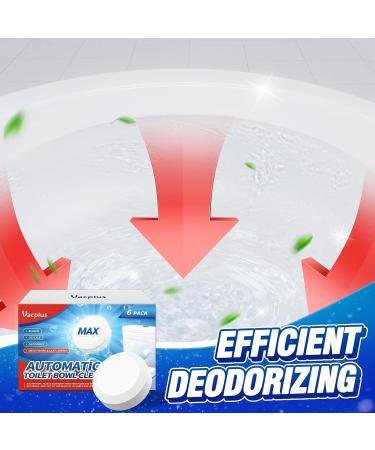 Vacplus Toilet Bowl Cleaner Tablets - 6 Pack with Bleach for Deodorizing & Descaling - Sustained-Release Automatic Toilet Tank Cleaners - Household Stain Fighter - 6 Count - Buy Online on GoSupps.com