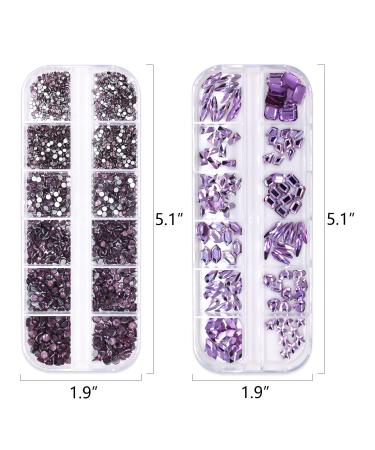 WOKOTO 1620-Piece Purple Nail Rhinestones Kit for Women | Flat Back Crystals for Nail Art, Acrylic Nails, and Eye Gems - Buy Online on GoSupps.com