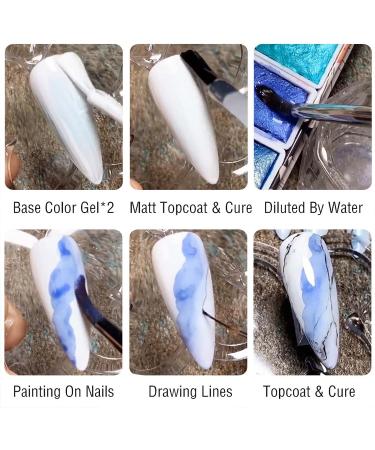 U-Shinein 12 Colors Watercolor Nail Paint Powder - Nail Art Painting Marble Chrome Pearlescent Glitter Powder DIY Manicure - Color 01 - Buy Online on GoSupps.com