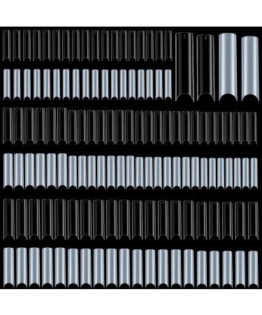 1000 Pieces Extra Long C Curve Half Cover Clear Acrylic Nail Tips - Perfect for DIY & Salon Use | Depth C/U Curved Straight & Square French Nail Forms - Buy Online on GoSupps.com