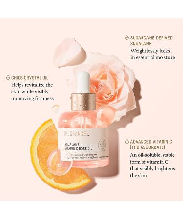 Biossance Squalane + Vitamin C Rose Oil - 1 Fl Oz Facial Oil for Brightening, Hydrating, Firming, and Radiant Skin - Buy Online on GoSupps.com