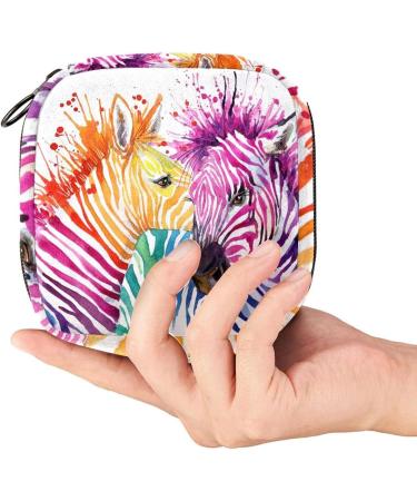 Funny Rainbow Zebra Napkin Storage Bag for Women | Portable Menstruation & First Period Solutions | Stylish Storage for Bandages & Towels - Buy Online on GoSupps.com