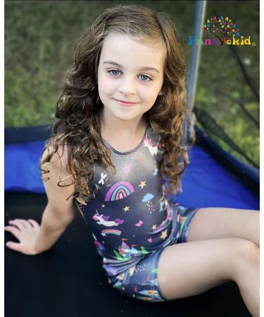 Girls Gymnastics Leotards with Shorts | Sparkle Dance Unitards | Mermaid Active Biketards | Black | 6-7 Years - Buy Online on GoSupps.com