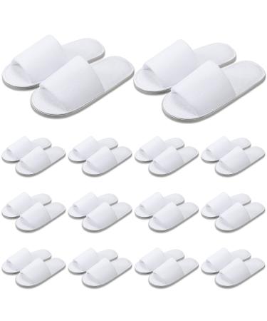 Geyoga 12 Pairs Spa Slippers White Open Toe Disposable Slippers Guest Bridesmaid Slippers Travel Slippers Guest Slippers for Shoeless Home Spa Party Guest Hotel and Travel Fits Most Men and Women