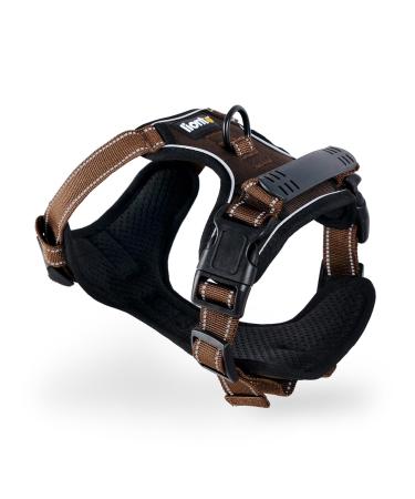 lionto dog harness padded anti-pull harness reflective safety harness adjustable size XL brown XL Brown