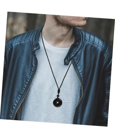 Oatipho Obsidian Necklace with Safety Buckle | Portable Crystal Pendant for Festivals | Unique 3x3x1cm Accessories - Buy Online on GoSupps.com