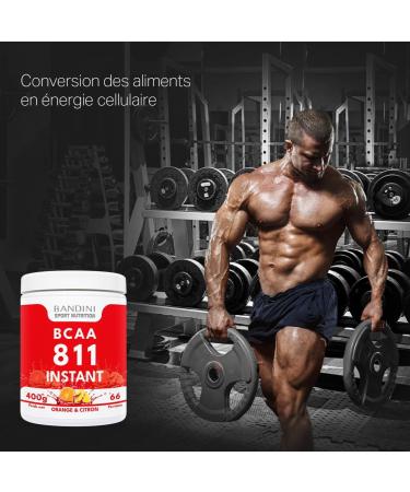 Bandini BCAA 8:1:1 Zero Sugar Powder | 811 Vegan Branched Chain Amino Acids with Leucine Isoleucine Valine | Bodybuilding | Amines Acid No Additives | Powder 400g | Orange and Lemon Flavor - Buy Online on GoSupps.com