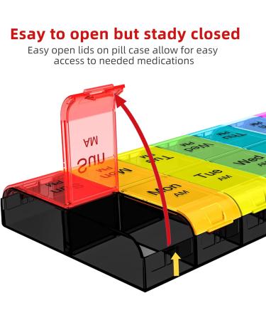 XL 2-Times-a-Day Weekly Pill Organizer Rainbow - 7-Day AM PM Pill Case for Vitamins and Medications - Oversized Big Pill Container - Buy Online on GoSupps.com