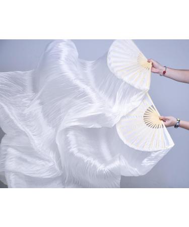 White Silk Belly Dance Fan Veils - Hand-Made 1.8m - FJYIRI Women - Buy Online on GoSupps.com