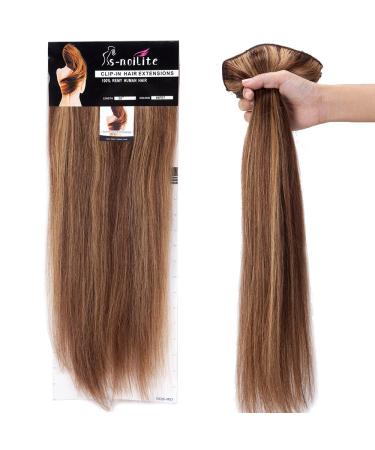 Premium Clip-In Real Hair Extensions - Thick Double Drawn 8pcs (18 Clips) - Medium Brown/Dark Blonde (#4/27) - 40cm 1330g - Buy Online on GoSupps.com
