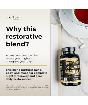 Gflow Vitamins Apigenin Supplement for Sleep with Magnesium Glycinate Complex and L-theanine Supplement - 19 in 1 Ashwagandha L Tryptophan 5-HTP GABA Phosphatidyl Serine Chamomile | Made in USA - Buy Online on GoSupps.com