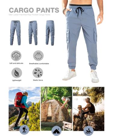 Elegancity Mens Cargo Trousers | Casual Jogger Work Pants | Regular Fit Drawstring Sweatpants with Pockets | Size 34 A-Sky Blue - Buy Online on GoSupps.com