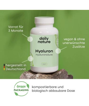 Dailynature Hyaluronic Acid 90 Capsules | 500mg Sodium Hyaluronate | Vegan Gluten-Free Lactose-Free | High Dose 1 100 kDa | Pure & Additive-Free - Buy Online on GoSupps.com