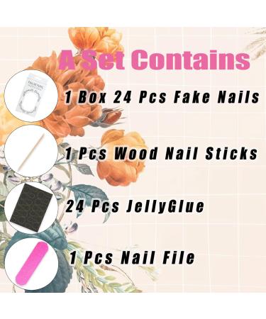 Fall Press On Nails - 24Pcs Almond Design Maple Leaf Gold Foil | Autumn Fake Nails for Women & Girls - Perfect for Manicure & Nail Art - Buy Online on GoSupps.com